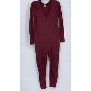 SMASH + TEES Women's Burgundy V-Neck Long Sleeve Friday Romper SZ 2XS